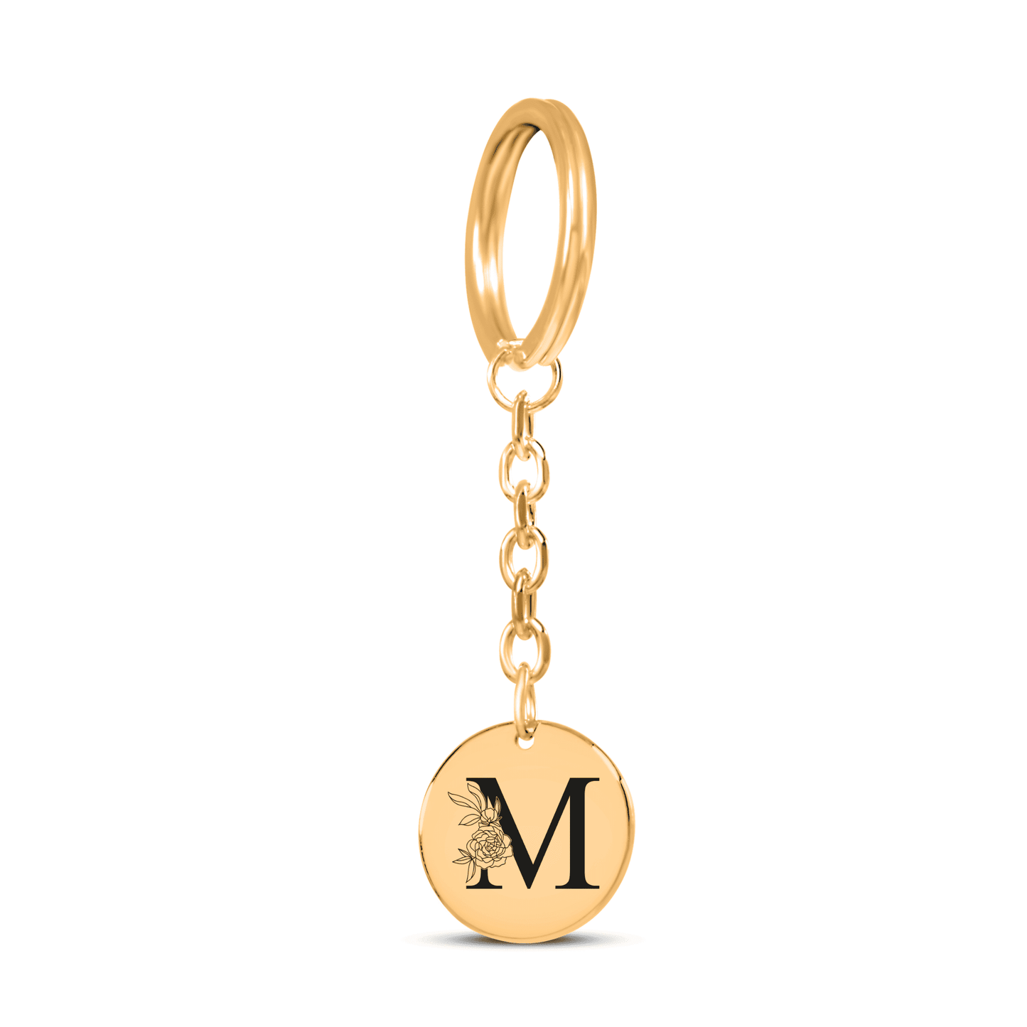 Floral Initial Keychain – M