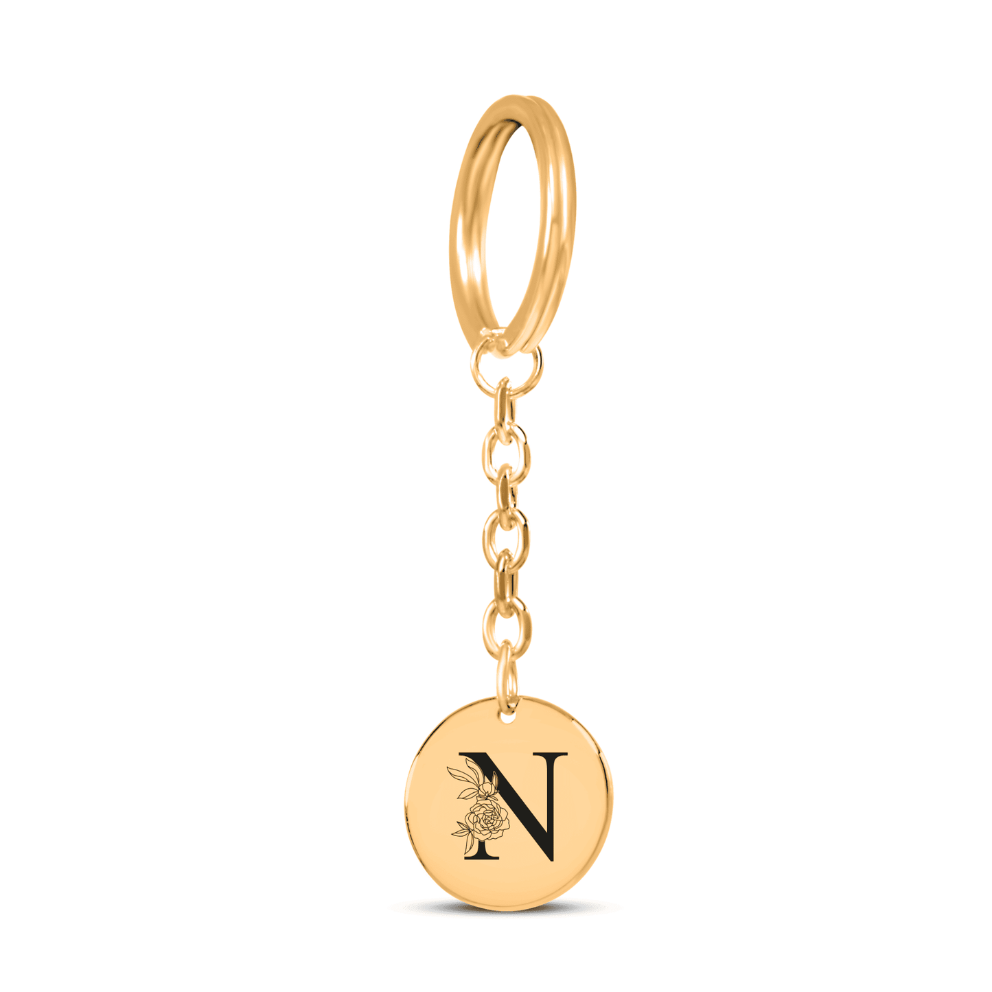 Floral Initial Keychain – N
