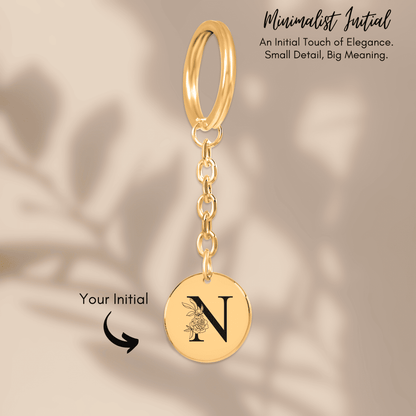 Floral Initial Keychain – N