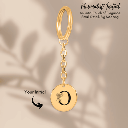 Floral Initial Keychain – O