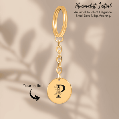 Floral Initial Keychain – P