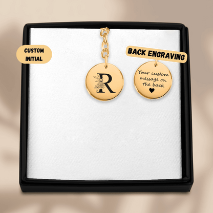 Floral Initial Keychain – R