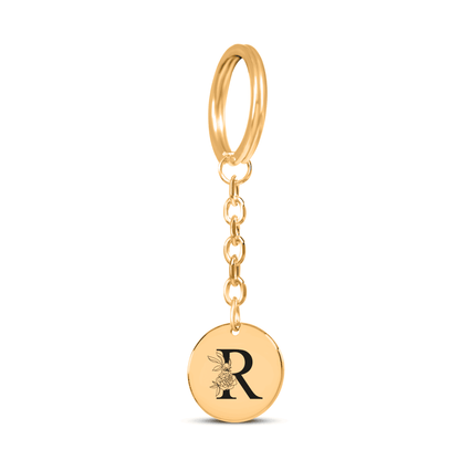 Floral Initial Keychain – R