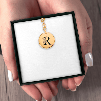 Floral Initial Keychain – R