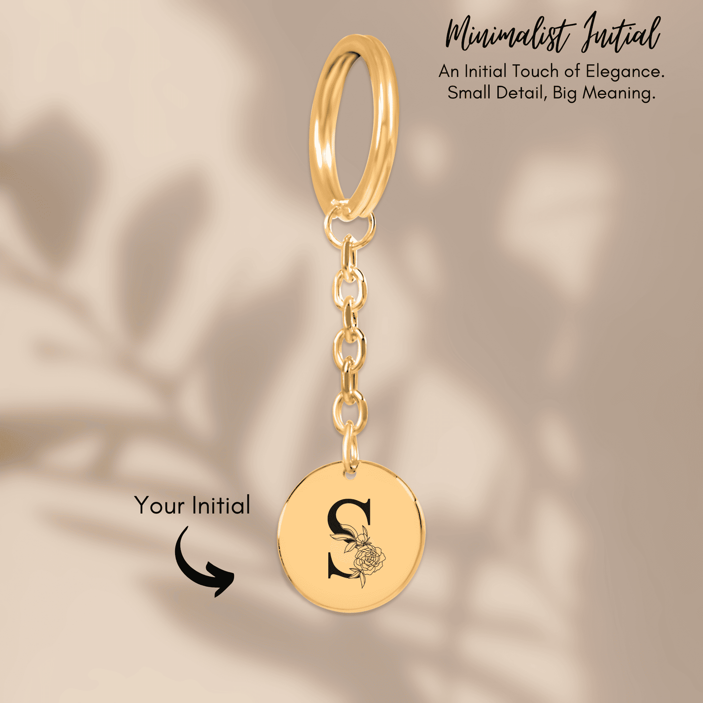 Floral Initial Keychain – S