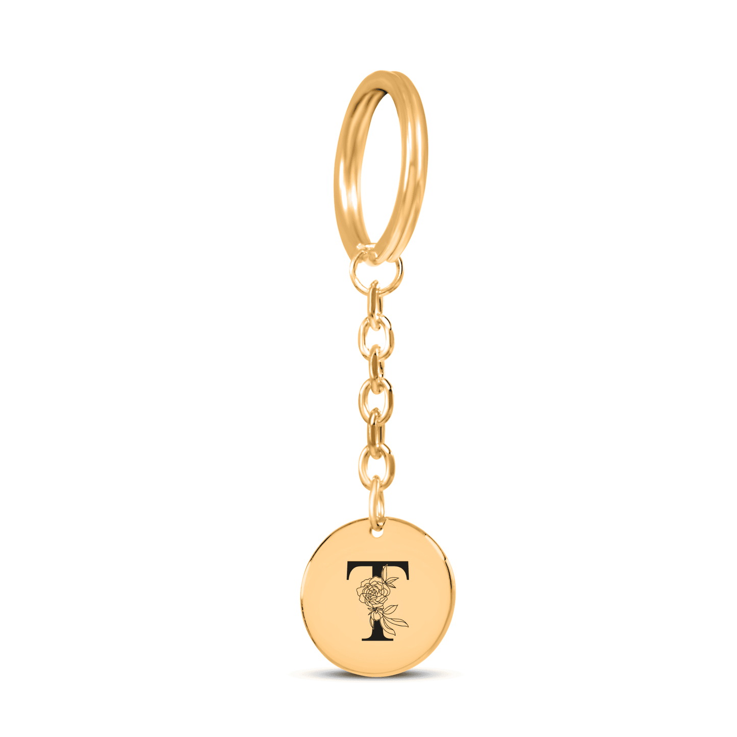 Floral Initial Keychain – T
