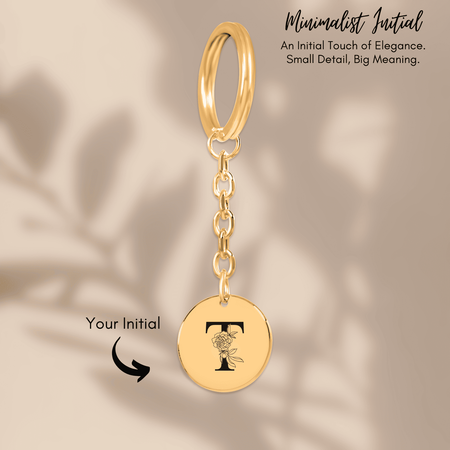 Floral Initial Keychain – T