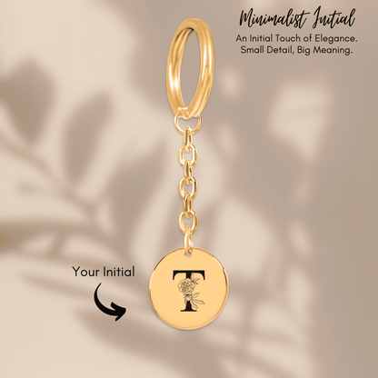 Floral Initial Keychain – T
