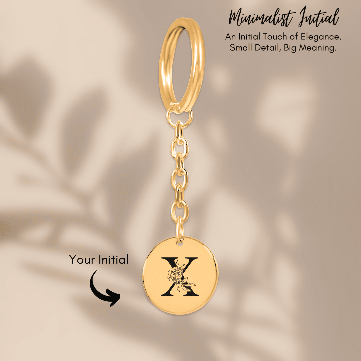 Floral Initial Keychain – X
