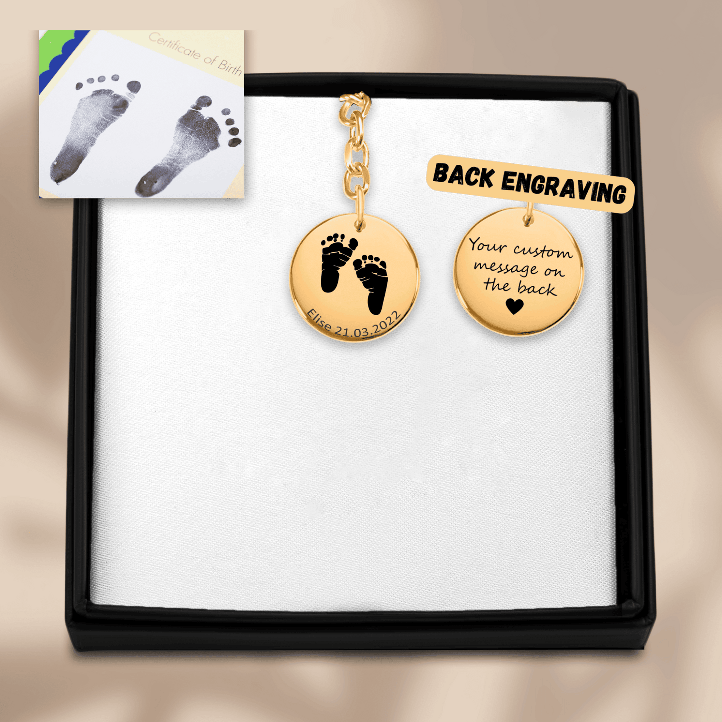 Actual Feet Print Coin Keychains