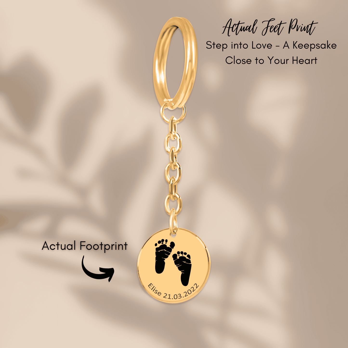 Actual Feet Print Coin Keychains