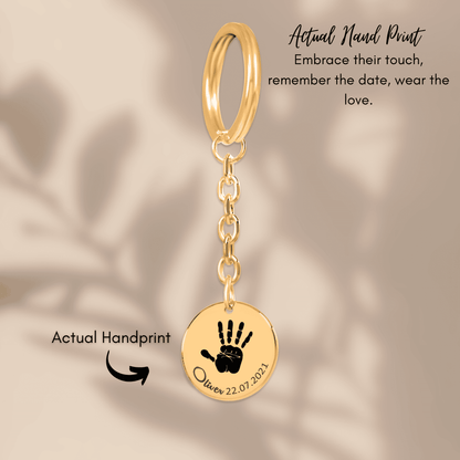 Actual Hand Print Coin Keychains
