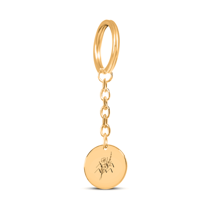 Aquarius Floral Zodiac Sign Coin Keychain