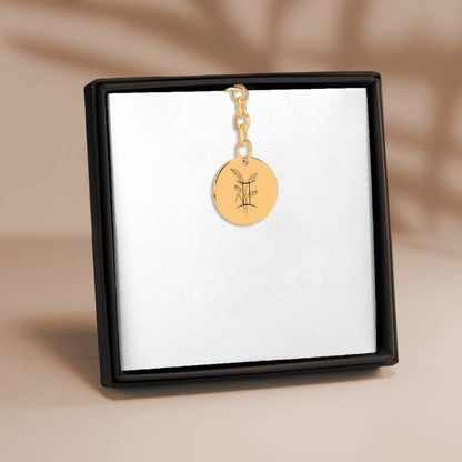 Gemini Floral Zodiac Sign Coin Keychain