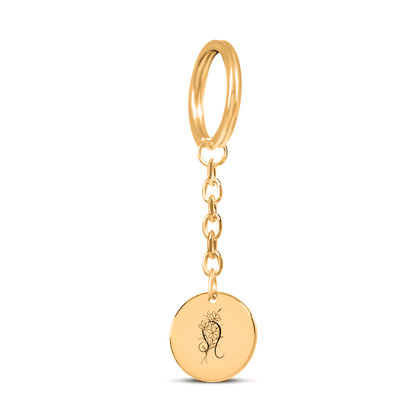 Leo Floral Zodiac Sign Coin Keychain