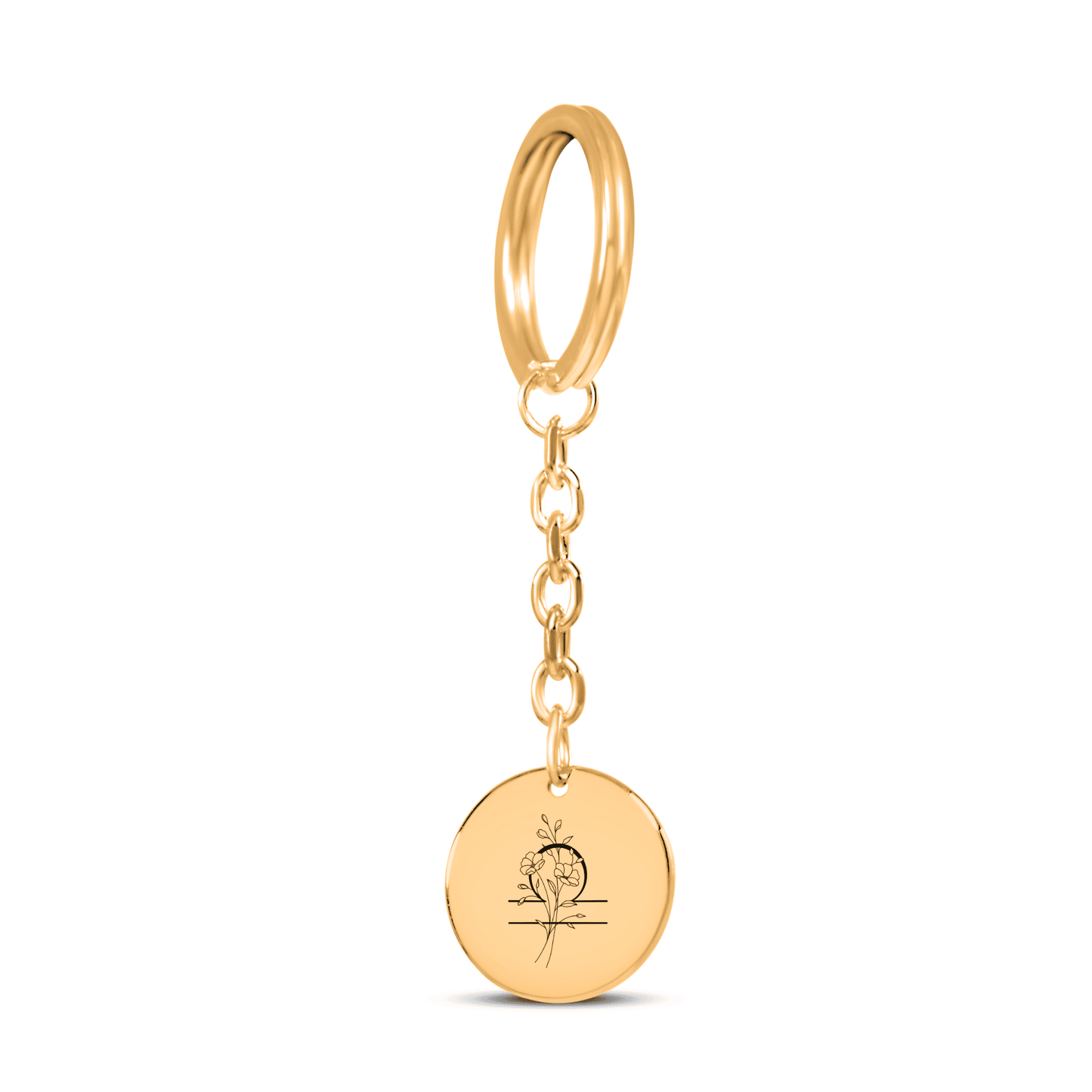 Libra Floral Zodiac Sign Coin Keychain