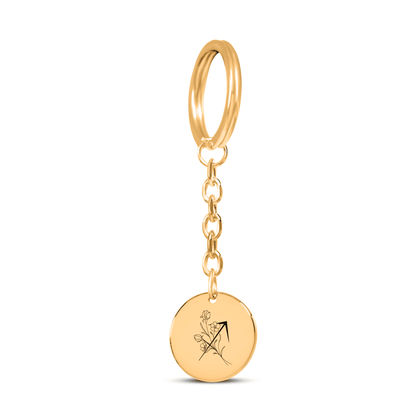 Sagittarius Floral Zodiac Sign Coin Keychain