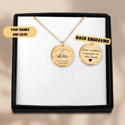 25th Silver Anniversary Coin Necklace