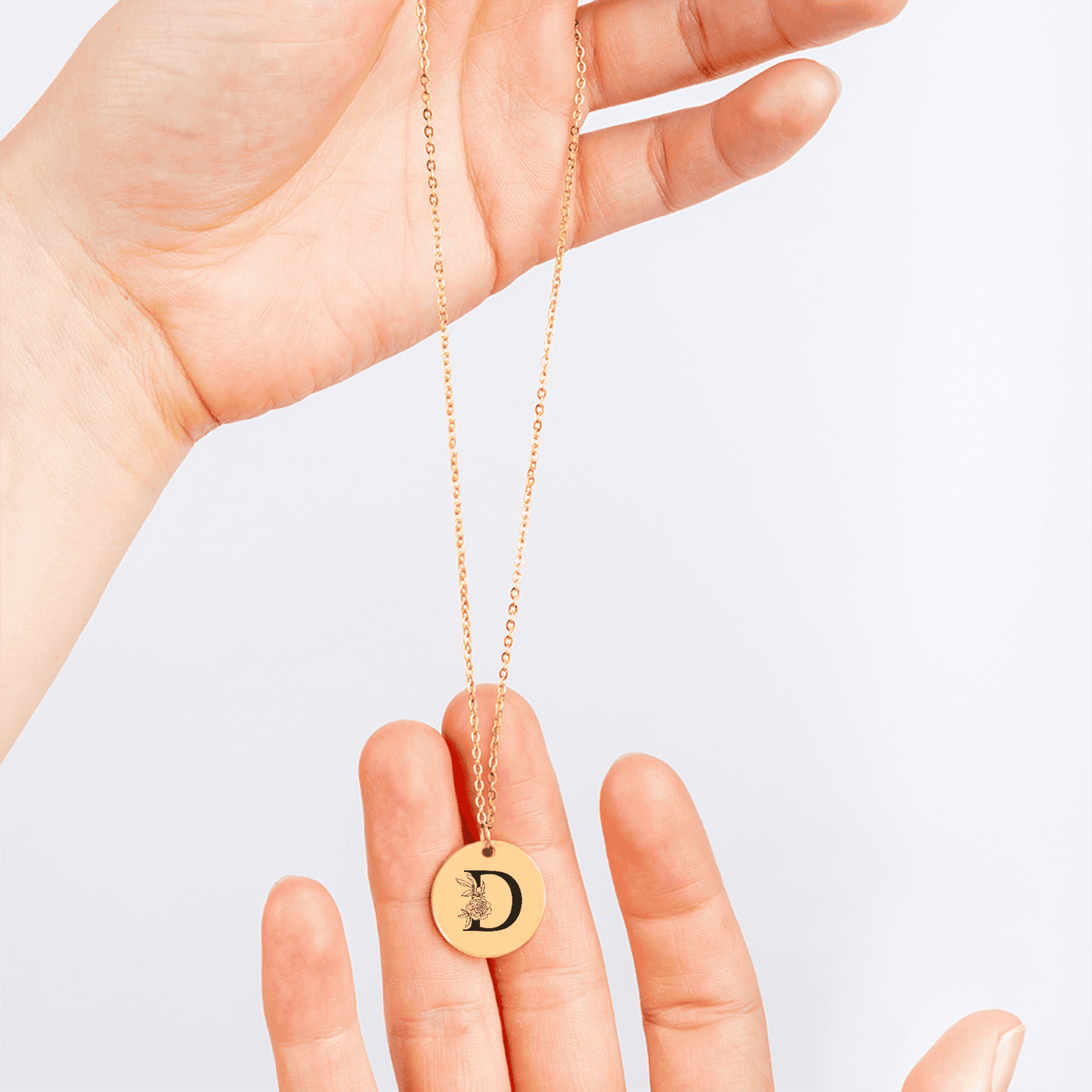 Floral Initial Necklace – D