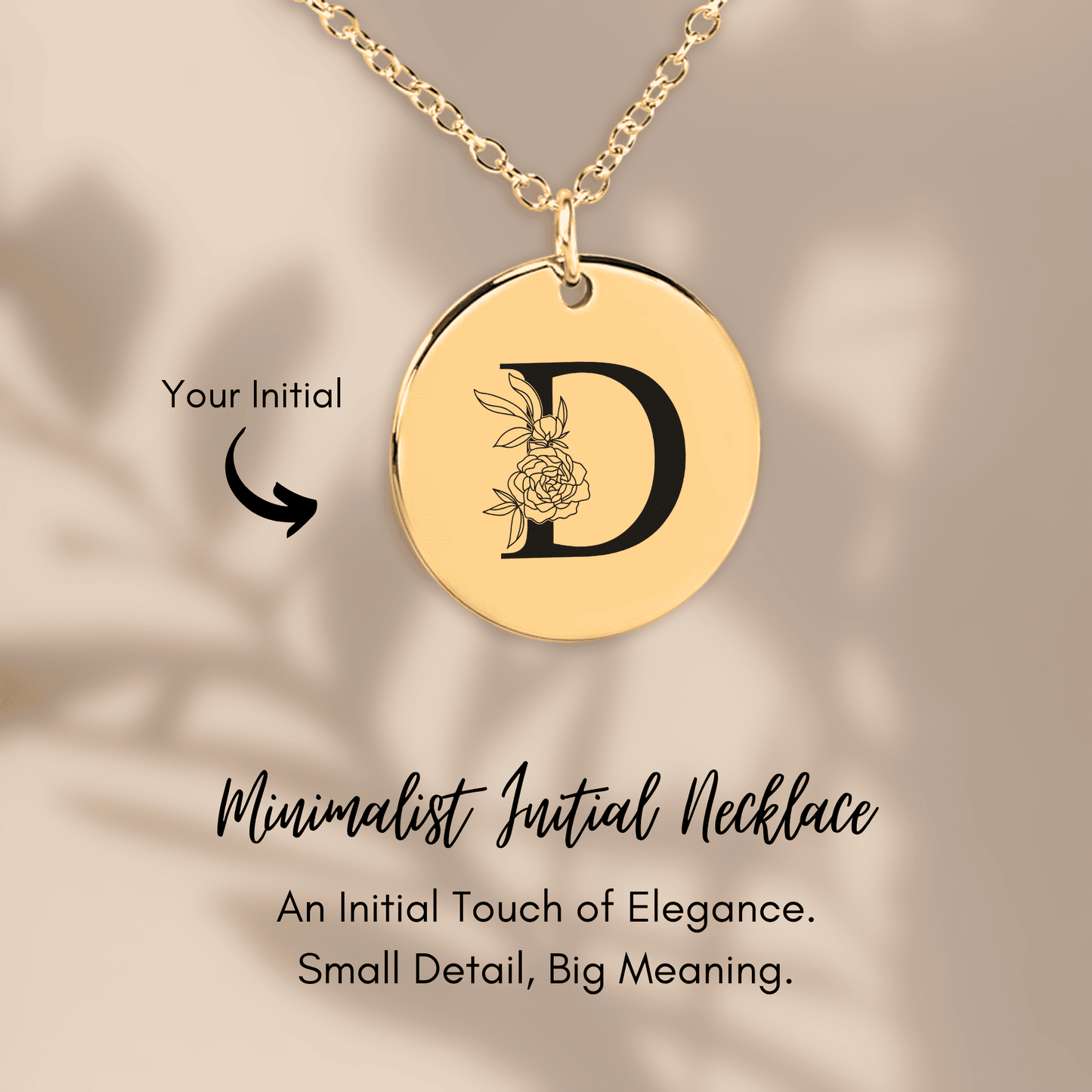 Floral Initial Necklace – D