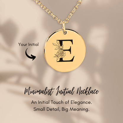 Floral Initial Necklace – E