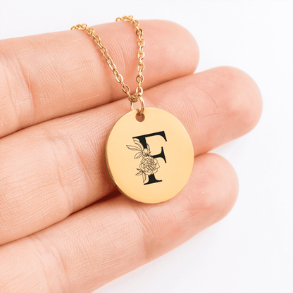 Floral Initial Necklace – F