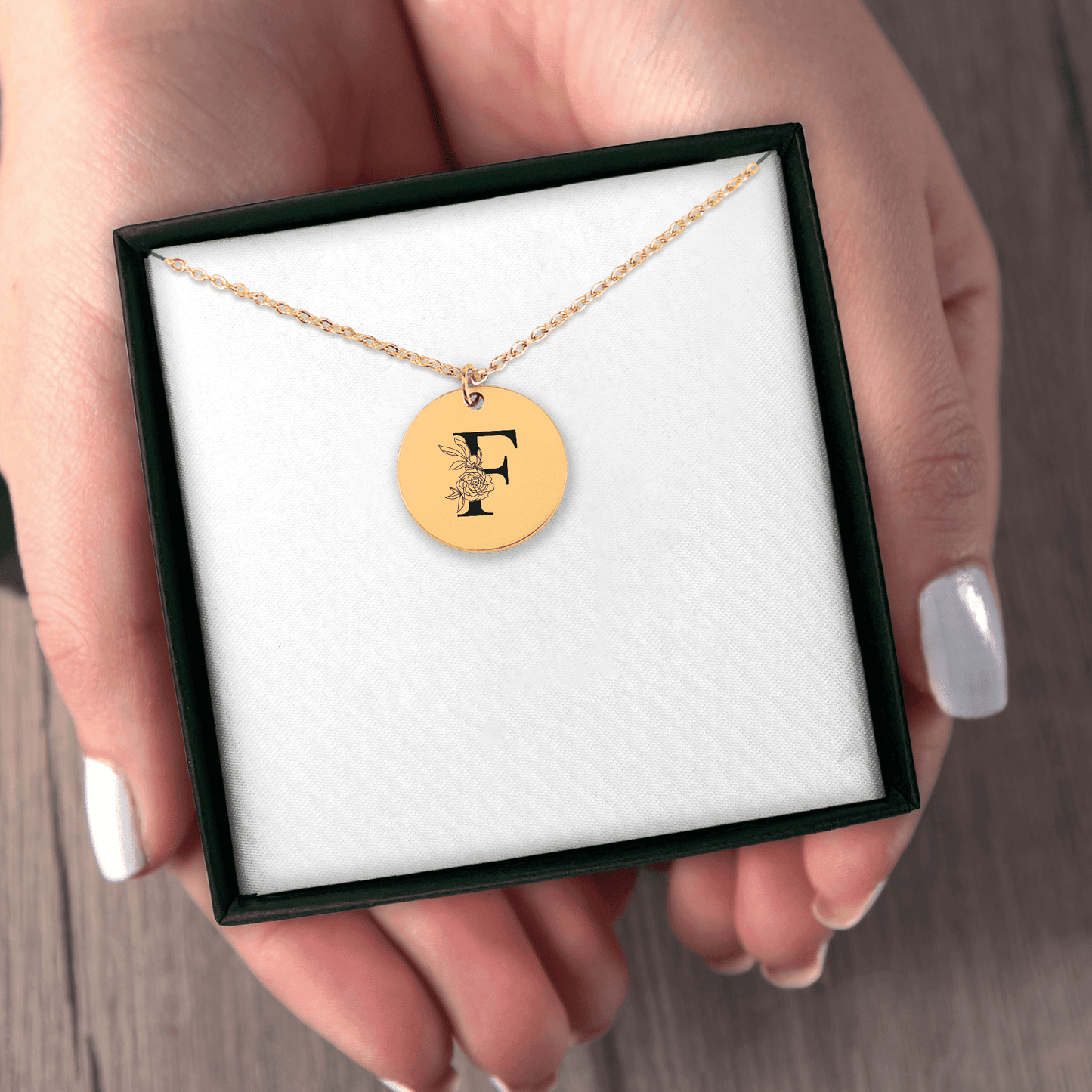 Floral Initial Necklace – F