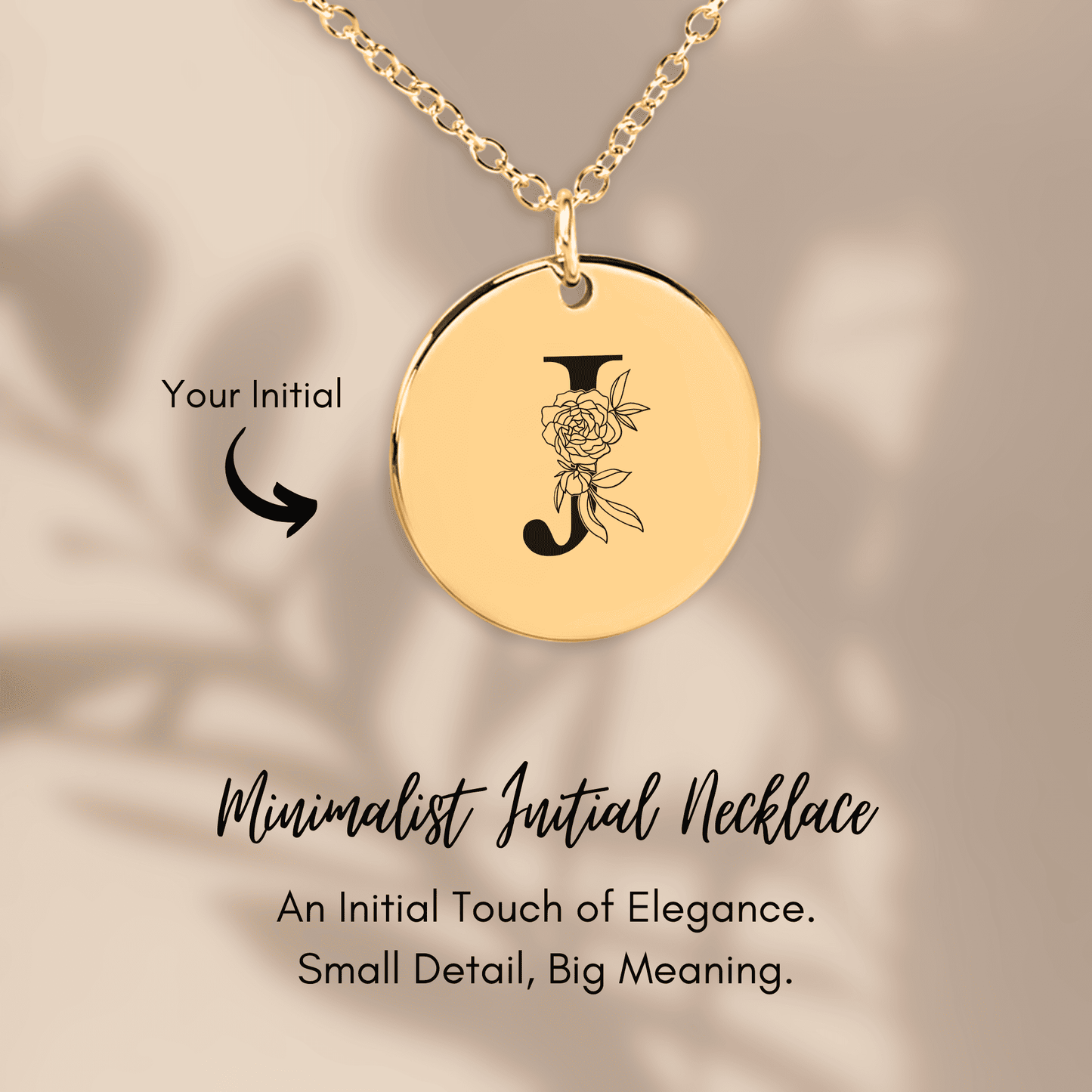 Floral Initial Necklace – J