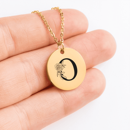 Floral Initial Necklace – O