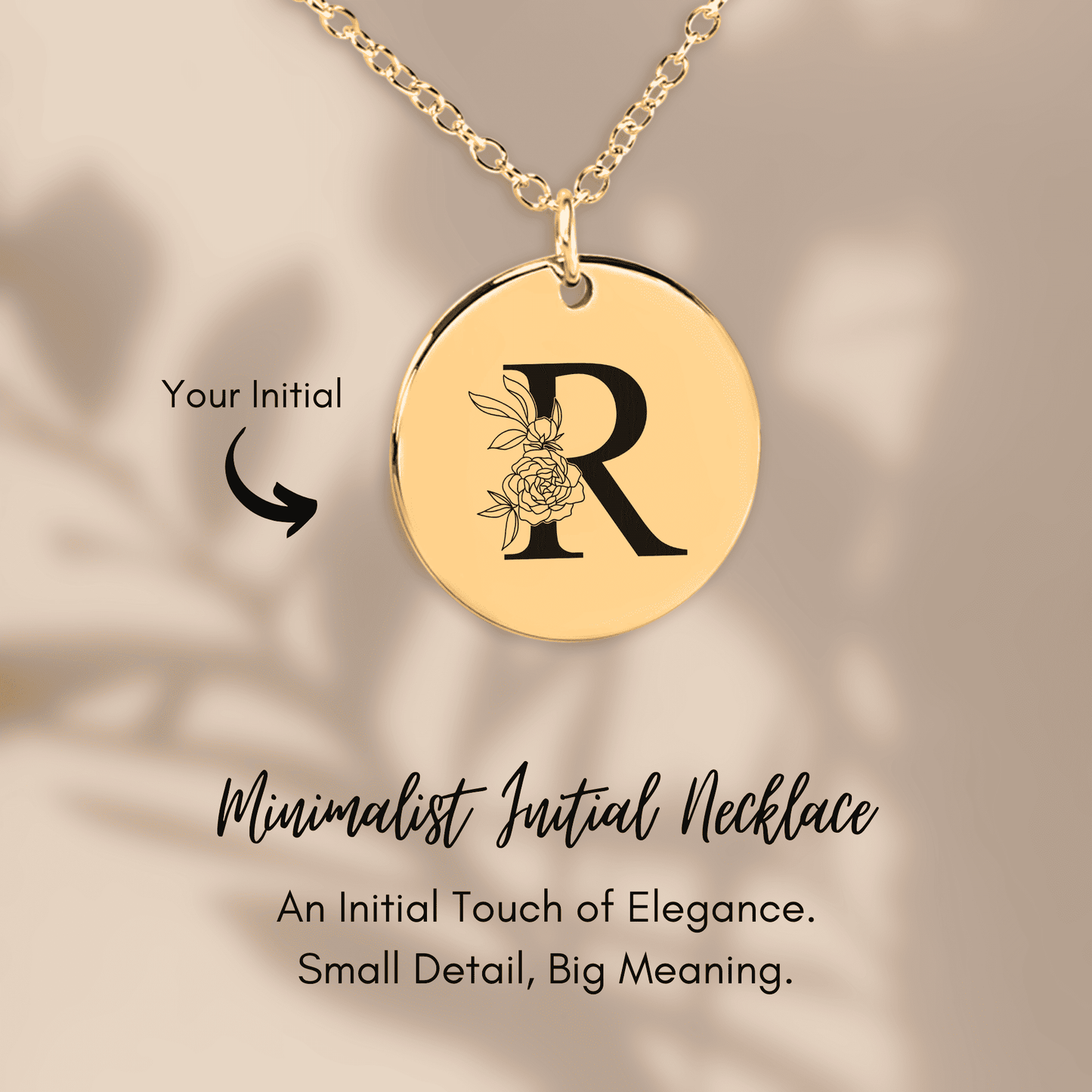 Floral Initial Necklace – R