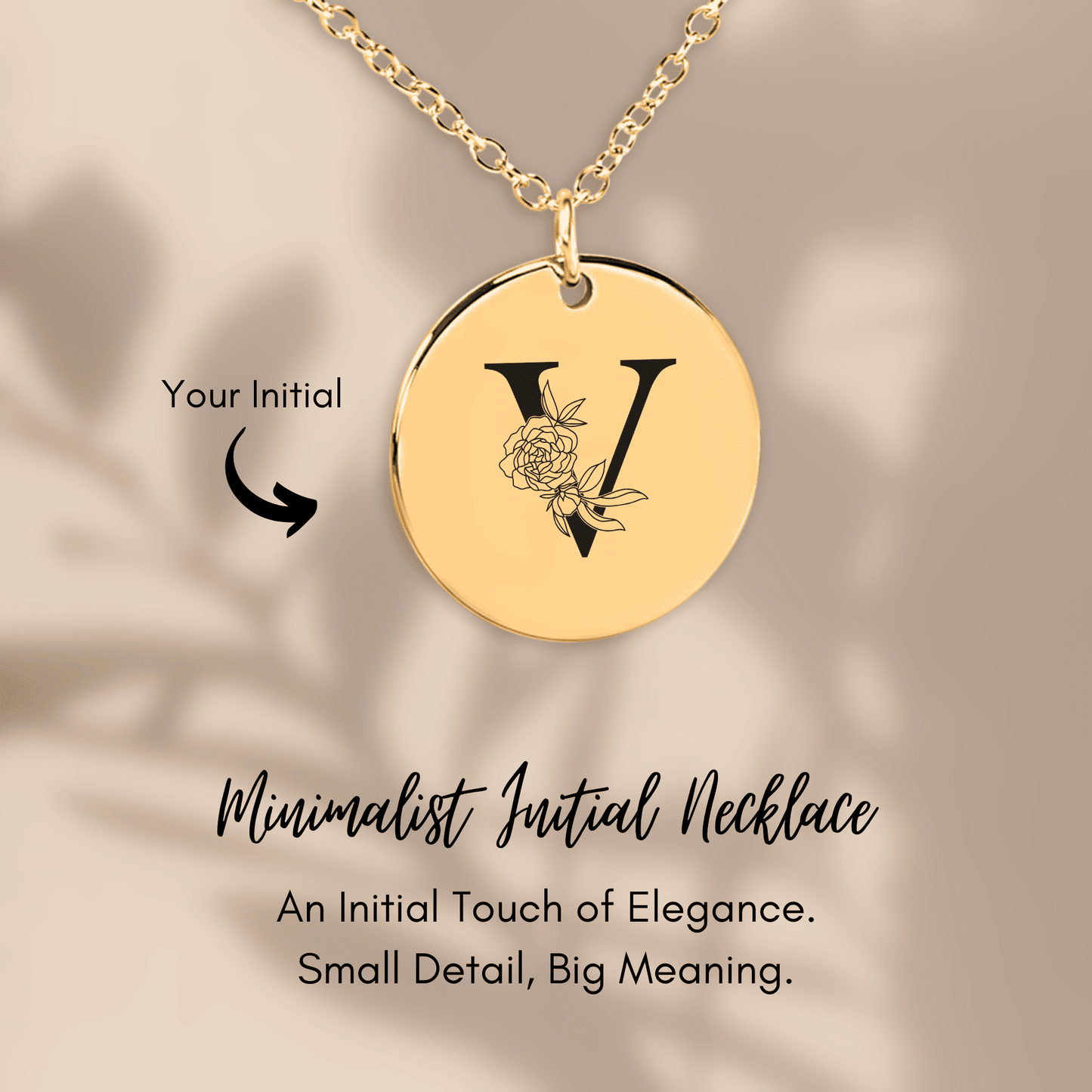 Floral Initial Necklace – V