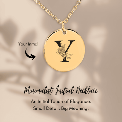 Floral Initial Necklace – Y
