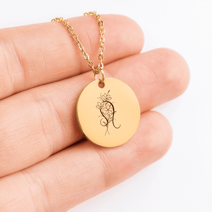 Leo Floral Zodiac Sign Coin Necklace