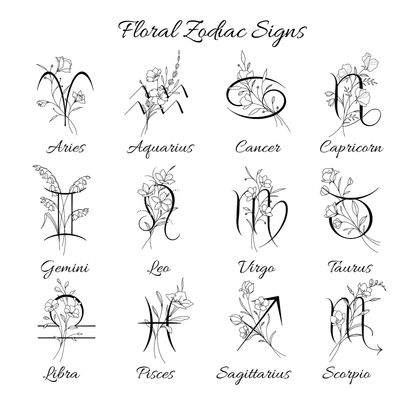Sagittarius Floral Zodiac Sign Coin Necklace