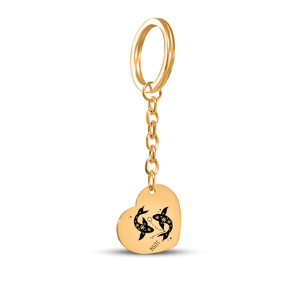 Pisces Zodiac Sign Heart Keychain