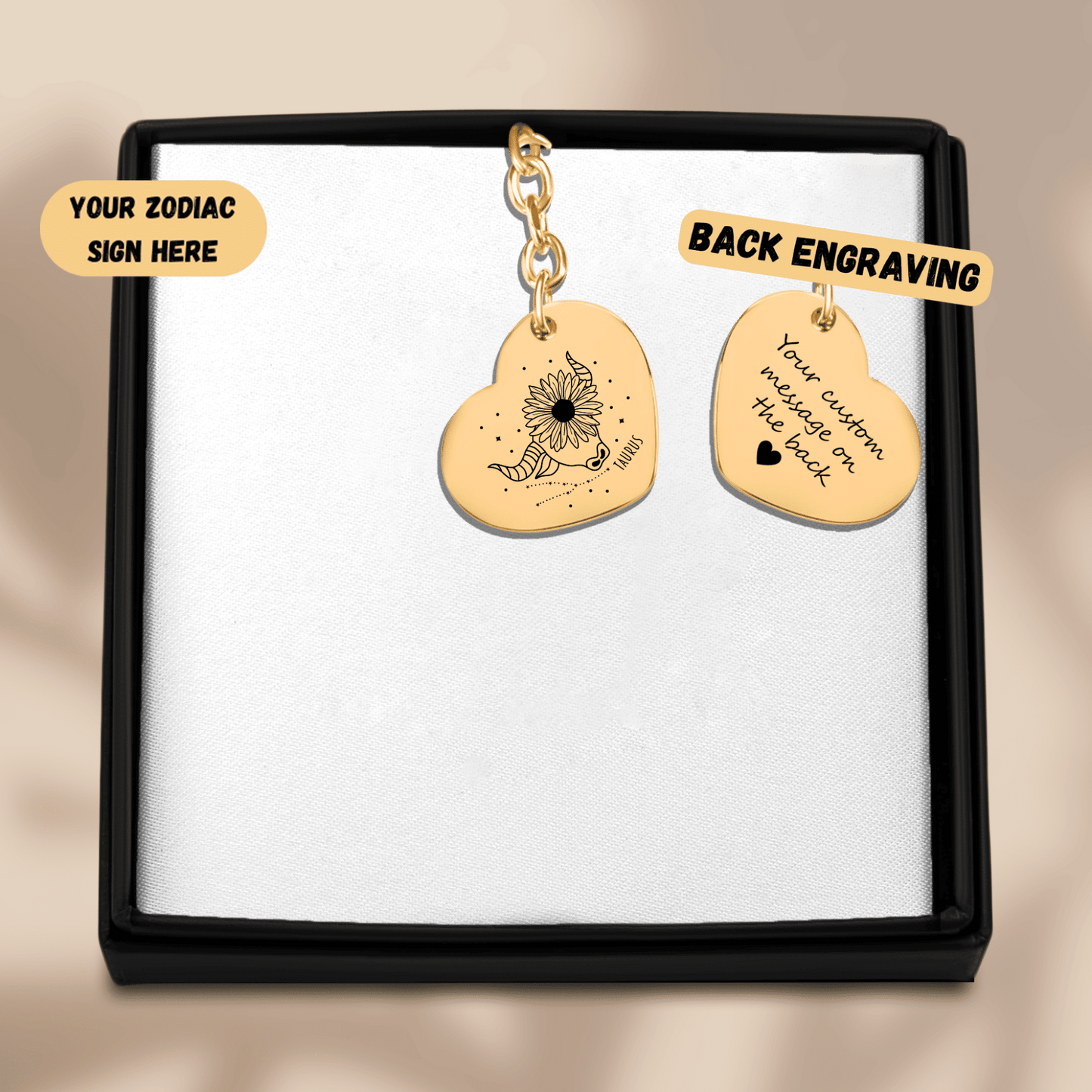 Taurus Zodiac Sign Heart Keychain