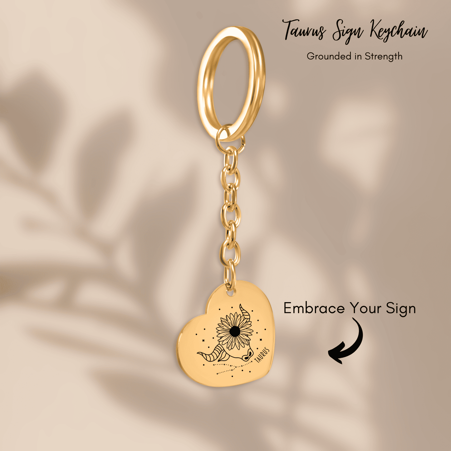 Taurus Zodiac Sign Heart Keychain