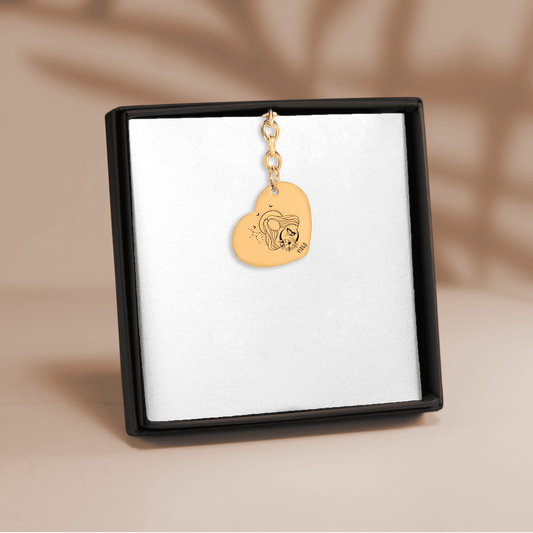 Virgo Zodiac Sign Heart Keychain