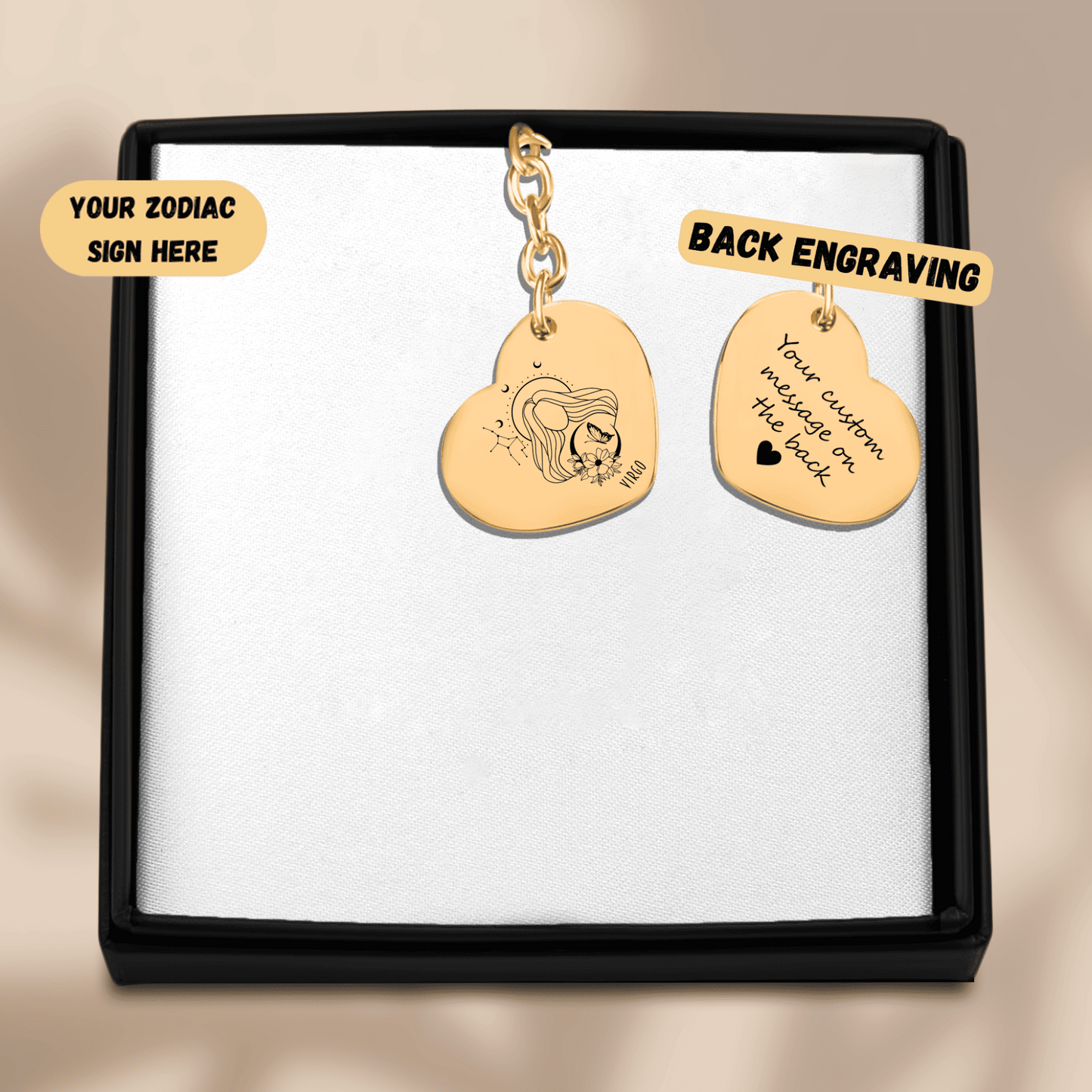 Virgo Zodiac Sign Heart Keychain