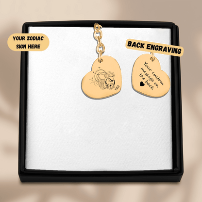 Virgo Zodiac Sign Heart Keychain