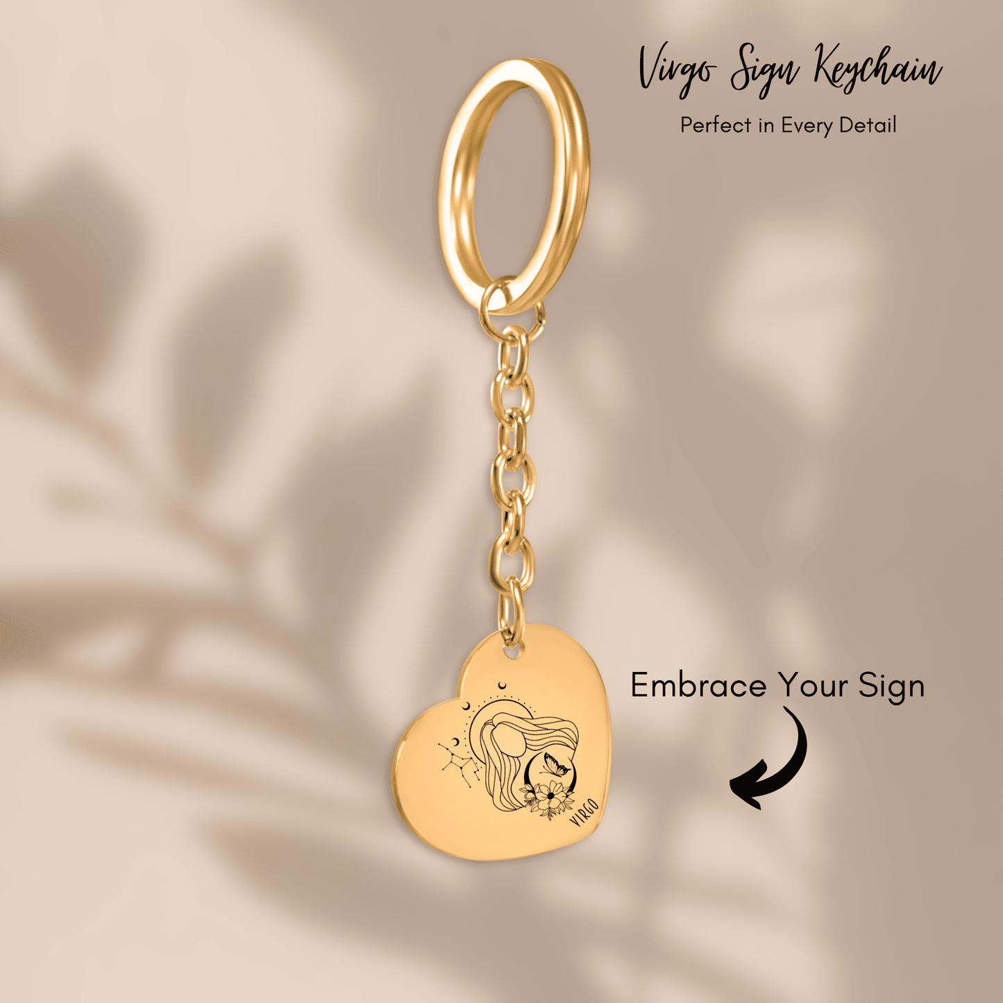 Virgo Zodiac Sign Heart Keychain