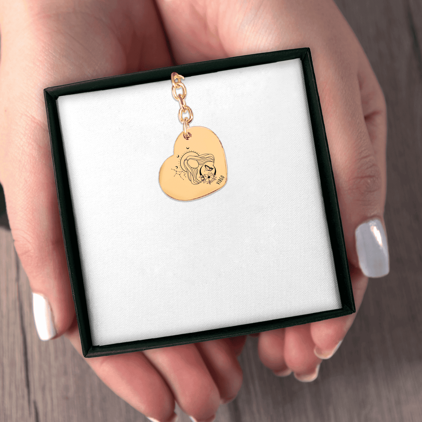 Virgo Zodiac Sign Heart Keychain