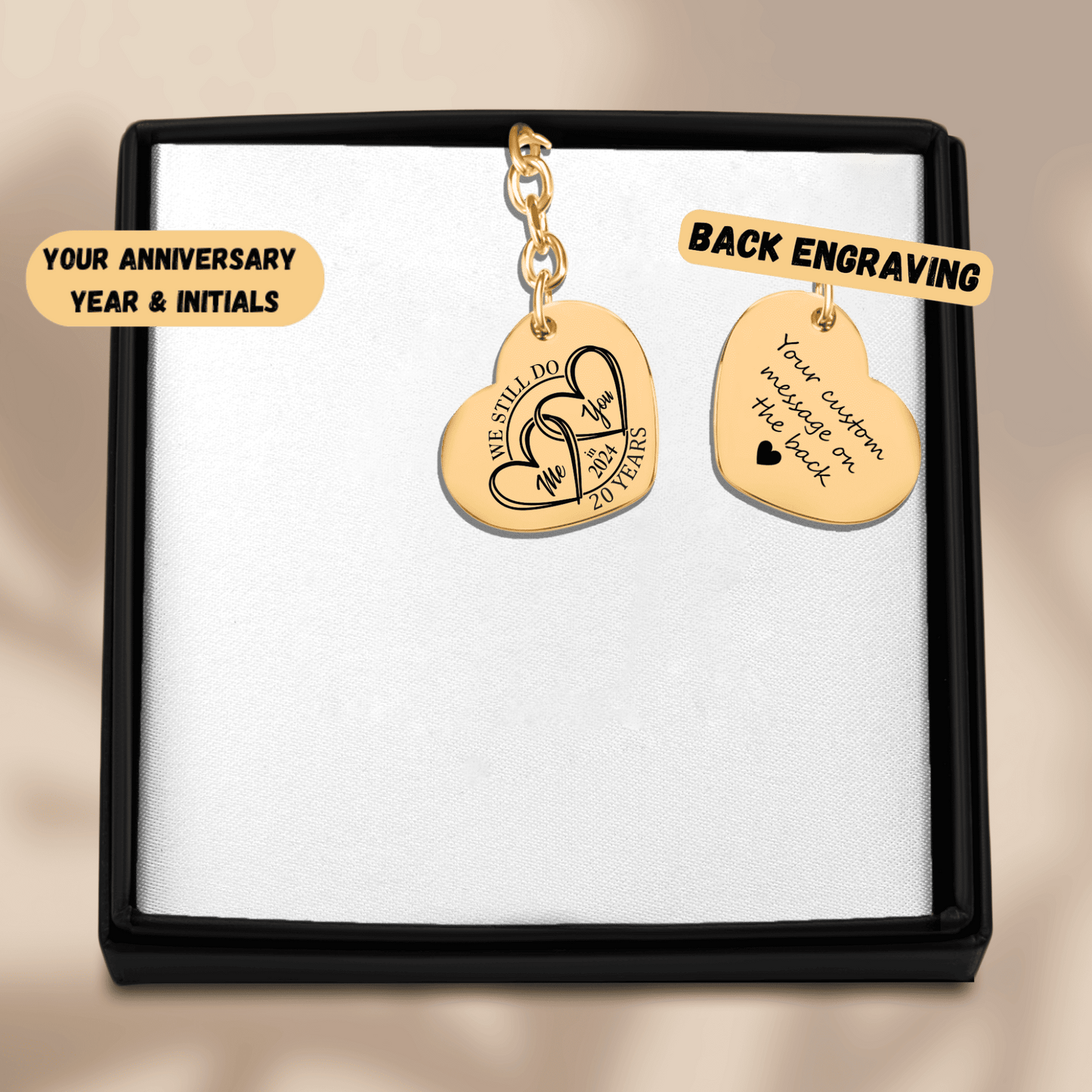 20th Years Anniversary Heart Keychain