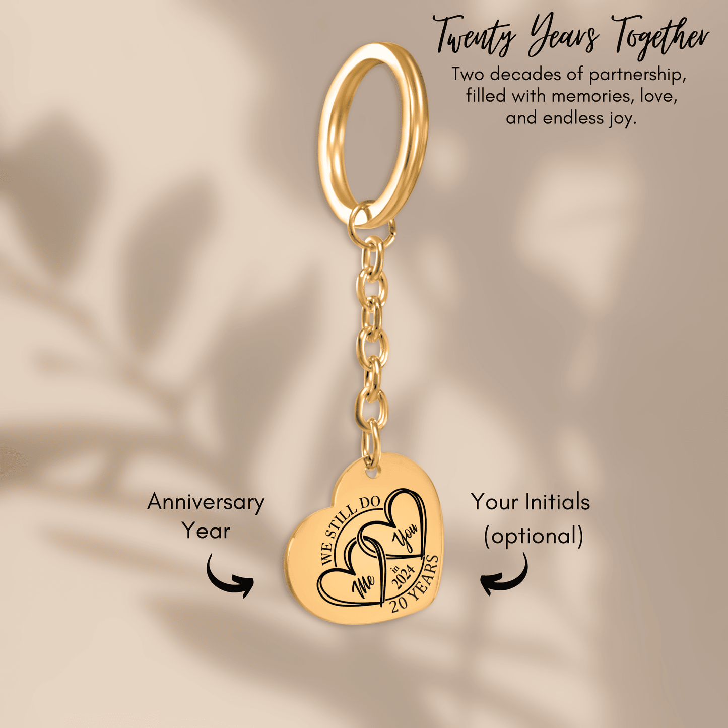 20th Years Anniversary Heart Keychain