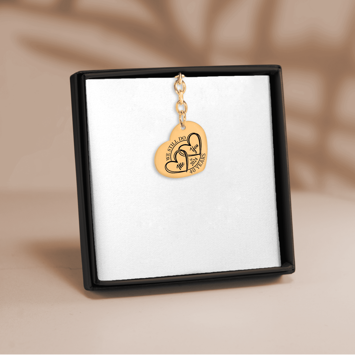 40th Years Anniversary Heart Keychain
