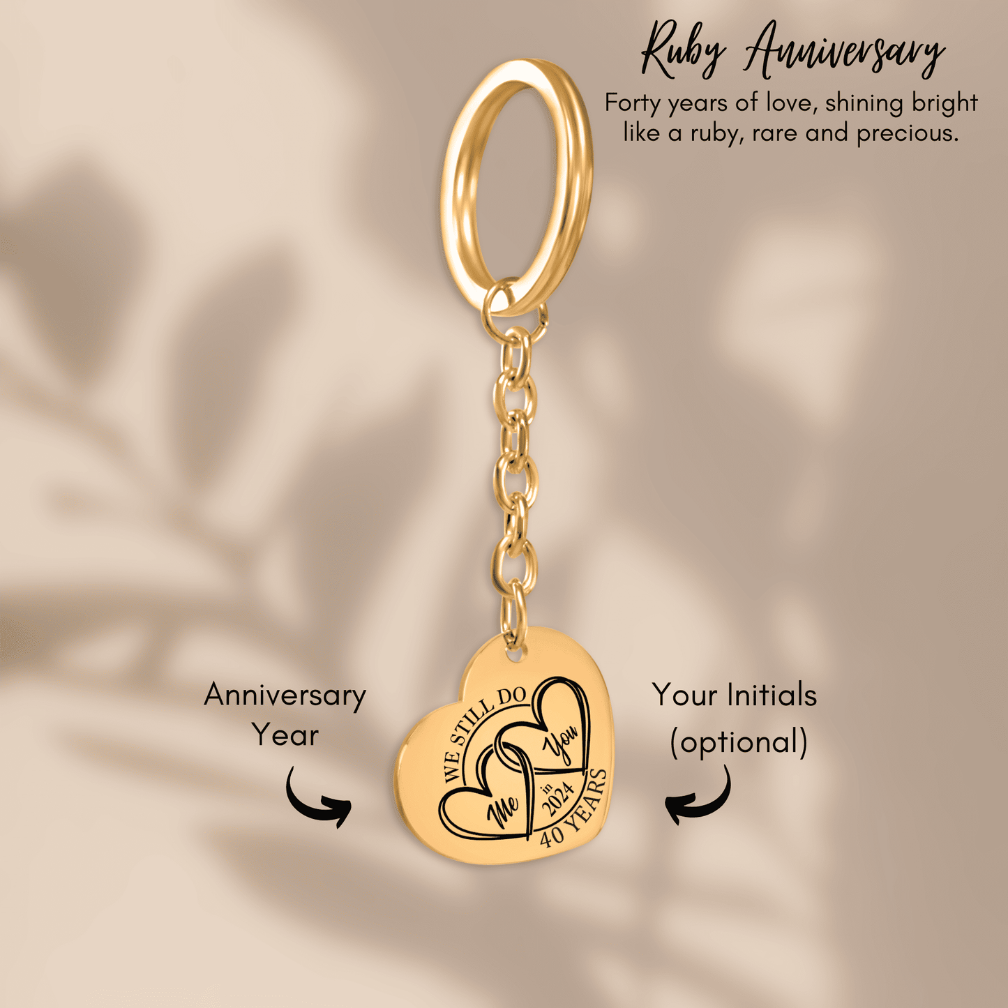 40th Years Anniversary Heart Keychain