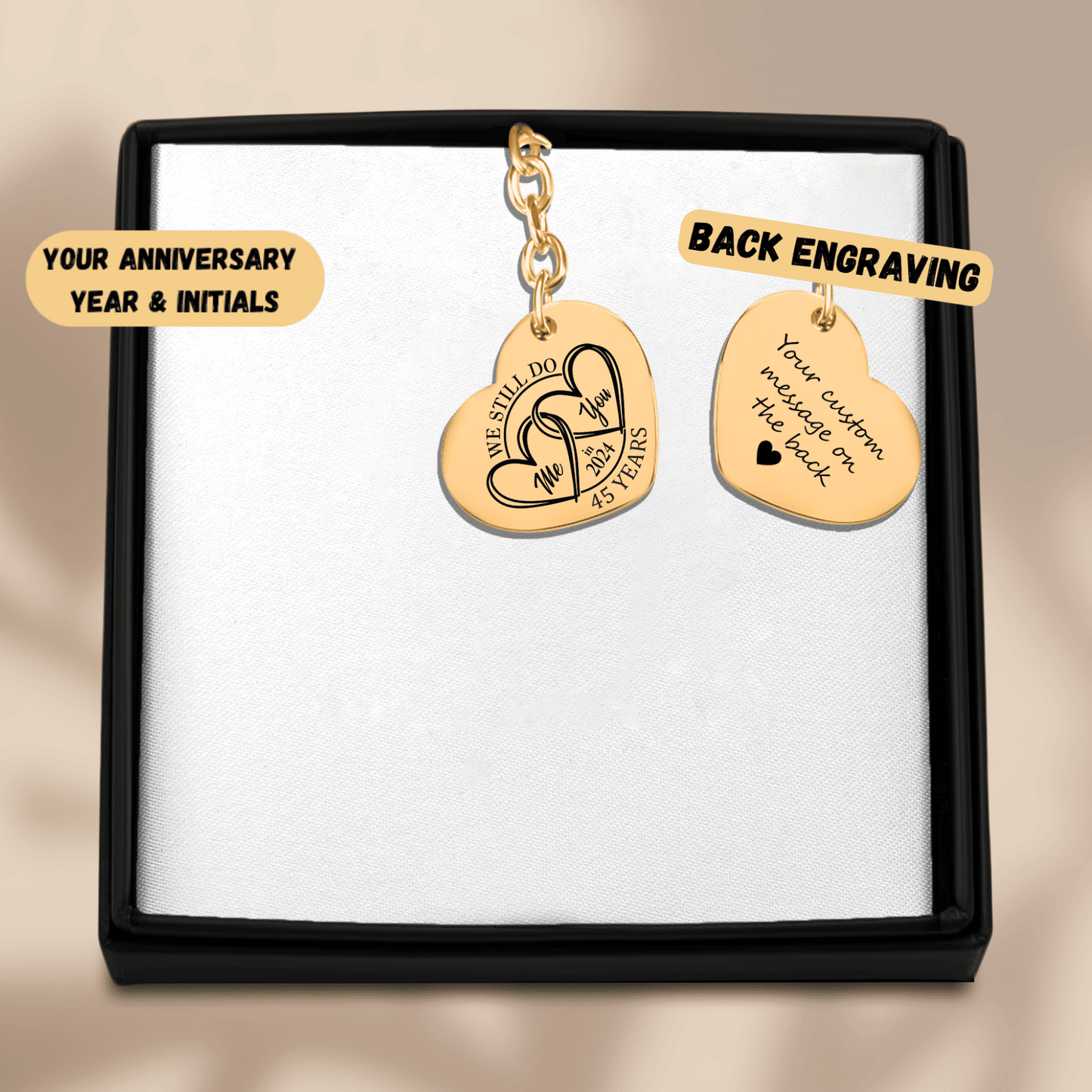 45th Years Anniversary Heart Keychain
