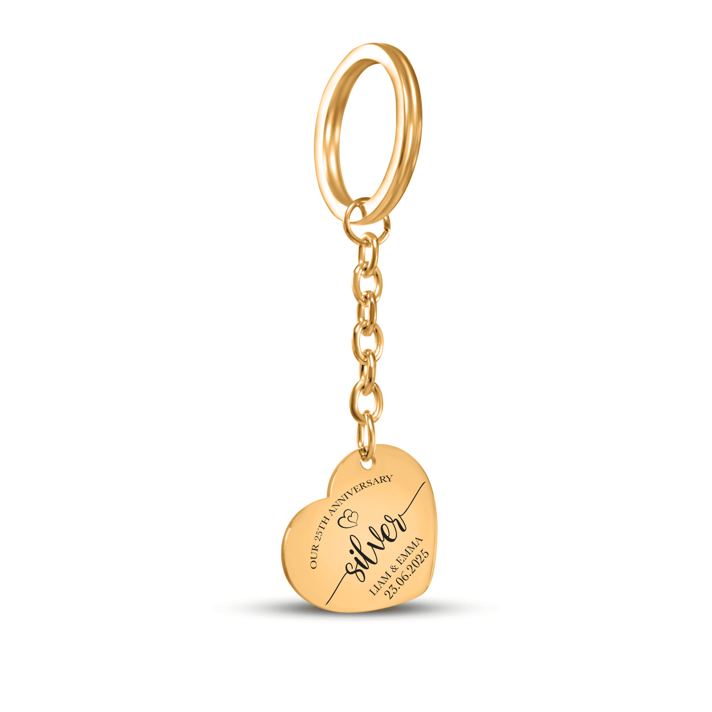 25th Silver Anniversary Heart Keychain