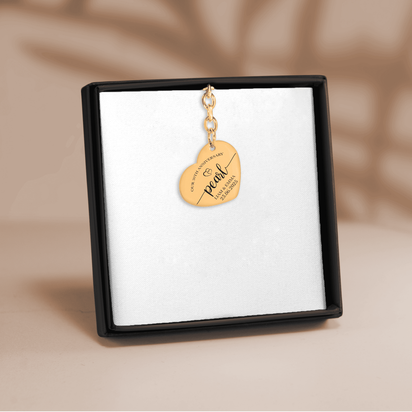 30th Pearl Anniversary Heart Keychain