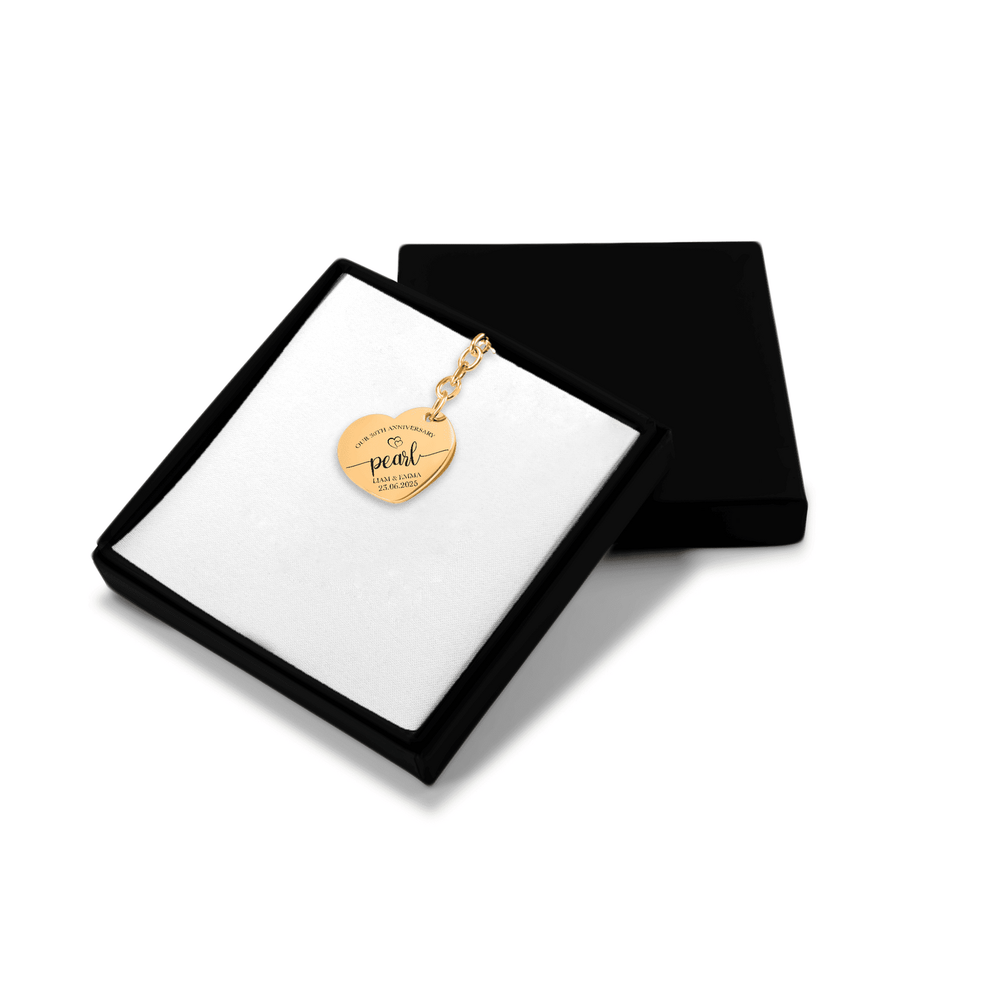 30th Pearl Anniversary Heart Keychain